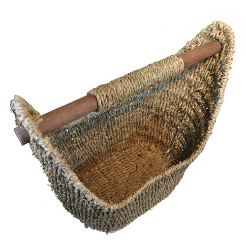 The Lucky Clover Trading Seagrass Decorative Wood Handle Basket, Natural