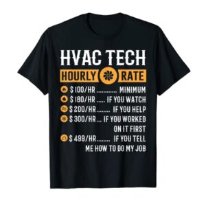 Funny HVAC Tech Gifts - HVAC Tech Hourly Rate T-Shirt