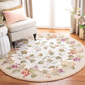 safavieh chelsea collection 3′ round ivory hk116a hand-hooked french country wool area rug