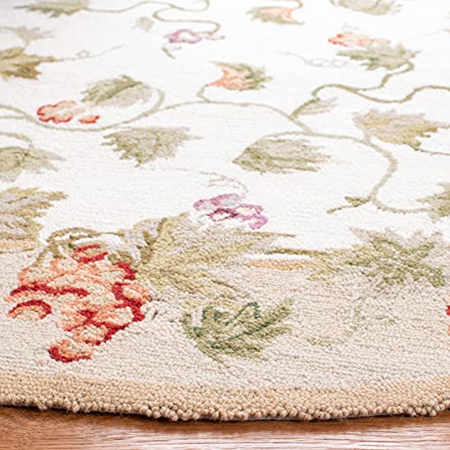 SAFAVIEH Chelsea Collection 3' Round Ivory HK116A Hand-Hooked French Country Wool Area Rug