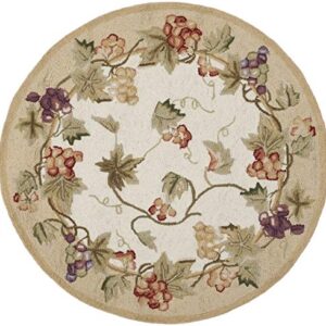 SAFAVIEH Chelsea Collection 3' Round Ivory HK116A Hand-Hooked French Country Wool Area Rug