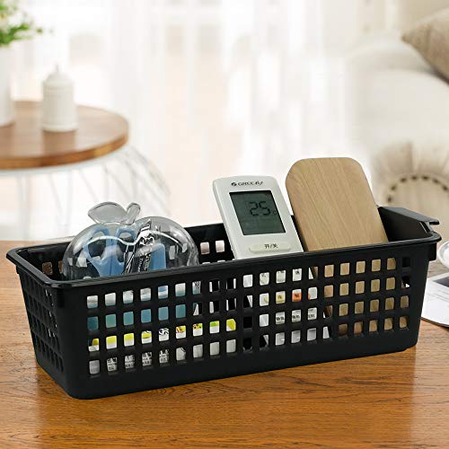 Vababa Plastic Desk Organizer Basket, Slim Storage Basket, Pack of 6, black