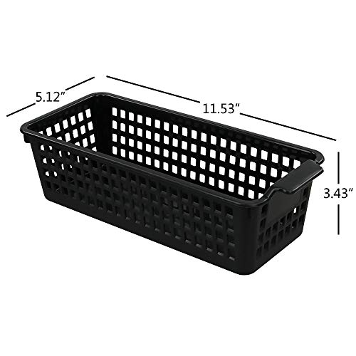 Vababa Plastic Desk Organizer Basket, Slim Storage Basket, Pack of 6, black