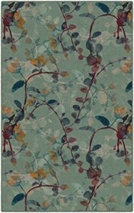 brumlow mills catalina fall green floral area rug for home decor, living room carpet, kitchen mat, patio or entryway rug, 3’4 x 5′
