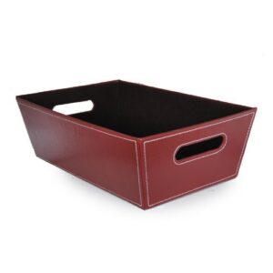 the lucky clover trading roosevelt small faux leather utility basket, burgundy