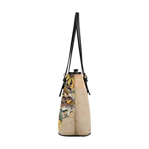 InterestPrint Women Totes Top Handle HandBags PU Leather Purse Honey Bee and Apiary