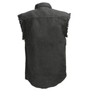 Milwaukee Leather DM1002 Men's Black Lightweight Sleeveless Denim Shirt - Large