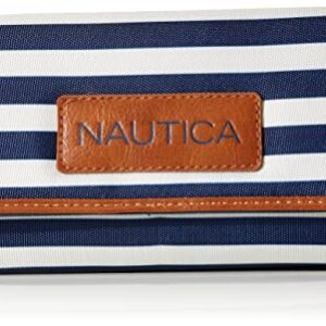 Nautica womens The Perfect Carry All Money Manager Wallet Oraganizer with RFID Blocking Wallet, Indigo/Bone/Sand, One Size US