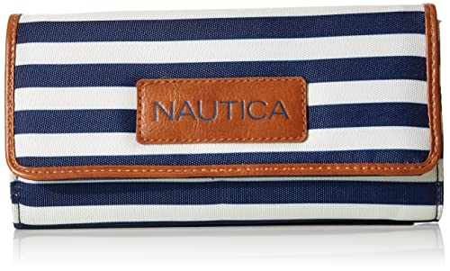 Nautica womens The Perfect Carry All Money Manager Wallet Oraganizer with RFID Blocking Wallet, Indigo/Bone/Sand, One Size US