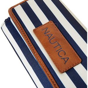 Nautica womens The Perfect Carry All Money Manager Wallet Oraganizer with RFID Blocking Wallet, Indigo/Bone/Sand, One Size US