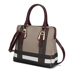 mkf crossbody tote bag for women – handbag purse shoulder strap – top handle lady satchel pu leather pocketbook burgundy