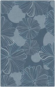 brumlow mills oversized flowers floral pattern area rug for living room, bedroom carpet, dining, kitchen or entryway rug, 2’6″ x 3’10”, gray blue