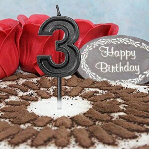 LUTER Black Glitter Happy Birthday Cake Candles Number Candles Number 1 Birthday Candle Cake Topper Decoration for Party Kids Adults (Number 1)