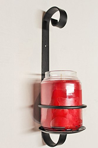 Wrought Iron Jar Candle Scroll Sconce - Hand Made by Amish - Holds a Jar Candle 4" Wide