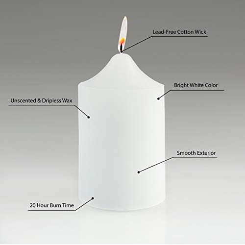 Super Z Outlet 2 x 3 Unscented White Pillar Candles for Weddings, Home Decoration, Relaxation, Smokeless Cotton Wick. Set of 6