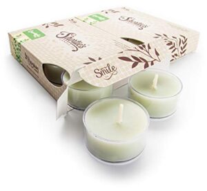 eucalyptus leaf premium tealight candles multi pack – highly scented with essential & natural oils – 12 green tea lights – beautiful candlelight – made in the usa – fresh & clean collection