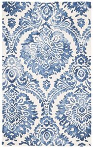 safavieh dip dye collection 3′ x 5′ blue/ivory ddy210m handmade premium wool area rug