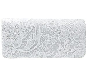 u-story women’s elegant floral lace evening party clutch bags bridal wedding purse handbag (white)
