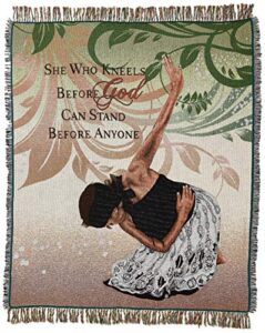 african american expressions – she who kneels tapestry throw (100% cotton, 4′ x 5′) th-22