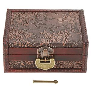 hztyyier wooden box with lock and key vintage wooden storage box antique old decorative storage organizer jewelry treasure box organizer with metal lock for woman gifts, 13.3*10*5.4cm