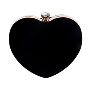 Danse Jupe Women Velvet Heart Shape Clutch Evening Bag Tote Chain Shoulder Purse Black