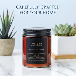 Premium Wood Candle | Cedar Candle | Soy Candle, Candles Gifts for Women | Soy Candles for Home Scented | Aromatherapy Candles | Scented Candles for Men, Ultra Clean Burn Amber Jar Candles