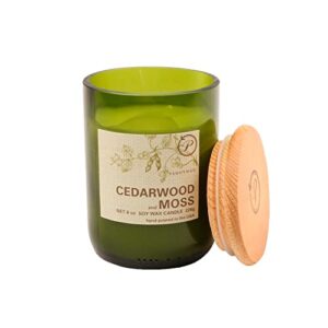 paddywax eco green collection hand-poured artisan scented candle, 8-ounce, cedarwood & moss