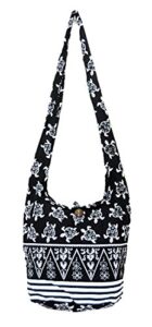 thai hippie hobo sling crossbody shoulder bag purse handmade zip black turtle cotton gypsy boho messenger medium
