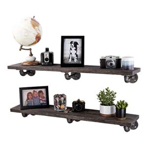 industrial pipe wooden shelves restore by pipe dÉcor premium ponderosa pine wood shelving 36 inch length set of 2 boards and 6 l brackets boulder black finish