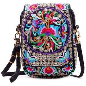 silkarea embroidered cute small crossbody bag for women cell phone purse mini handbags wristlet wallet bag coin pouch