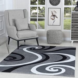glory rugs black area rug 8×10 gray modern carpet bedroom living room contemporary dining accent sevilla collection 4817a (grey black)