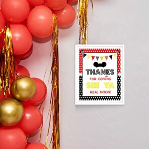 Mickey Party Sign Set of 4-8 x 10 inch Mickey Mouse Party Supplies Birthday Sign Printed in Card stock | Mickey Mouse Clubhouse Inspired Door Signs | Food Labels Disney Decorations Hot Dog Bar Decor