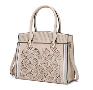 mkf shoulder bag for women – pu leather crossbody tote handbag purse – lady fashion top handle satchel pocketbook sheila beige