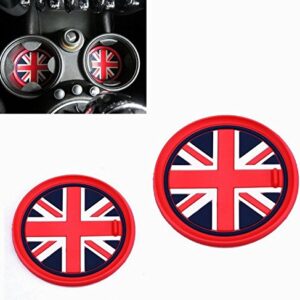 VCiiC (2 73mm Red Union Jack UK Flag Style Soft Silicone Cup Holder Coasters for Mini Cooper R55 R56 R57 R58 R59 Front Cup Holders