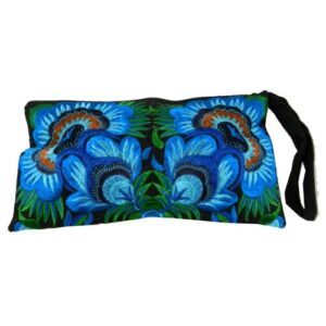 btp! hmong wristlet clutch hill tribe ethnic embroidered bag hippie boho hobo blue floral large hmw1