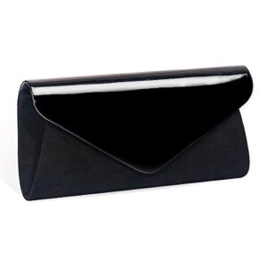 patent leather clutch classic purse wallet,wallyns evening bag handbag with flannelette black