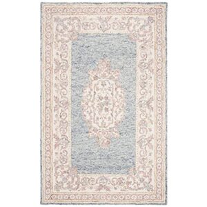 safavieh aubusson collection 5′ x 8′ blue/pink aub101m handmade traditional premium wool area rug