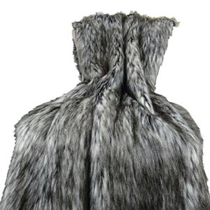 Thomas Collection Exotic Siberian Husky Faux Faur Throw Blanket - Gray White Black Husky Fur - Gray Faux Fur Throw Blanket - Luxury Soft Faux Fur, Handmade in USA, 16411