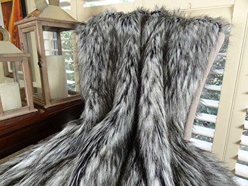 Thomas Collection Exotic Siberian Husky Faux Faur Throw Blanket - Gray White Black Husky Fur - Gray Faux Fur Throw Blanket - Luxury Soft Faux Fur, Handmade in USA, 16411