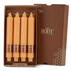 root candles unscented timberline collenette 9-inch dinner candles, 4-count, mandarin