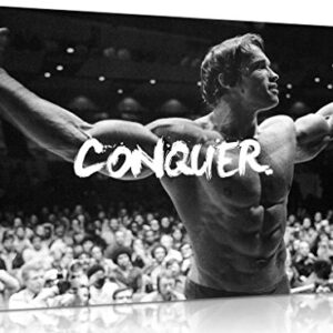 Panther Print, Large Canvas Wall Art, Beautiful Living Room Framed Art, Quality Picture Prints for Walls, Motivational Design, Arnold Schwarzenegger Conquer, Print for Special Occasions (76x51cm)