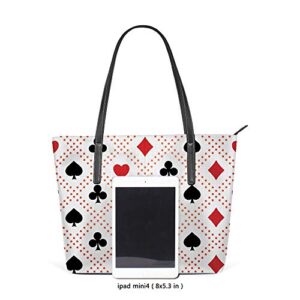 Kuizee Shoulder Bags Tote Casino Playing Cards Poker Handbags PU Leather Decoration Casual School Shopping 15.7In