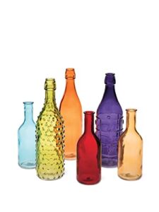 gardener’s supply company exclusive colorful garden bottles yard decor | aesthetically beautiful colored glass bottles & outdoor decorations for bottle tree garden | 6 piece set