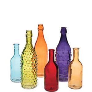 Gardener's Supply Company Exclusive Colorful Garden Bottles Yard Decor | Aesthetically Beautiful Colored Glass Bottles & Outdoor Decorations for Bottle Tree Garden | 6 Piece Set