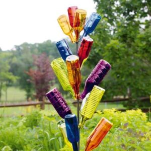 Gardener's Supply Company Exclusive Colorful Garden Bottles Yard Decor | Aesthetically Beautiful Colored Glass Bottles & Outdoor Decorations for Bottle Tree Garden | 6 Piece Set