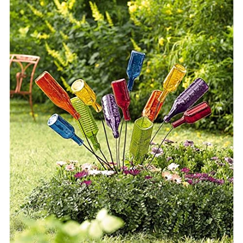 Gardener's Supply Company Exclusive Colorful Garden Bottles Yard Decor | Aesthetically Beautiful Colored Glass Bottles & Outdoor Decorations for Bottle Tree Garden | 6 Piece Set