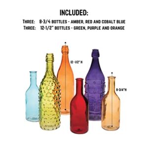 Gardener's Supply Company Exclusive Colorful Garden Bottles Yard Decor | Aesthetically Beautiful Colored Glass Bottles & Outdoor Decorations for Bottle Tree Garden | 6 Piece Set