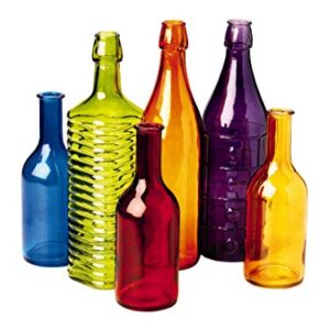 Gardener's Supply Company Exclusive Colorful Garden Bottles Yard Decor | Aesthetically Beautiful Colored Glass Bottles & Outdoor Decorations for Bottle Tree Garden | 6 Piece Set