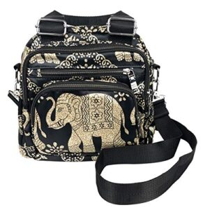 wonshree crossbody bag for women, nylon shoulder bags multi-pocket purse and handbag small boho elephant daypack backpack lightweight travel messenger bag