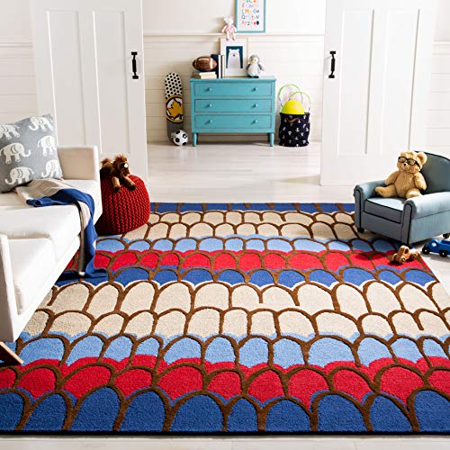 SAFAVIEH Kids Collection 8' x 10' Blue/Multi SFK353A Handmade Wool Area Rug